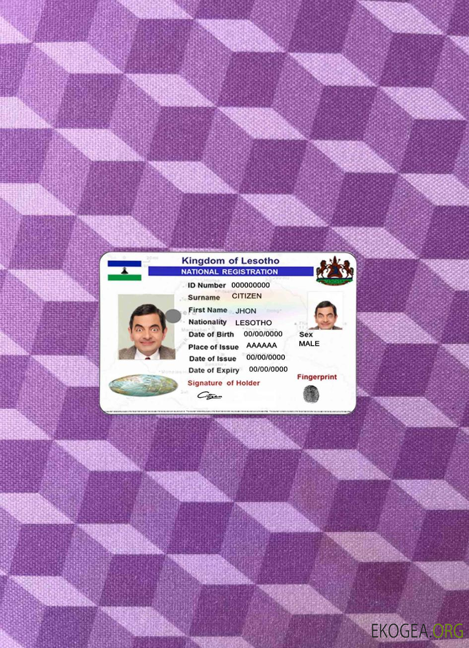 Photolook d'enregistrement national du Lesotho AVANT